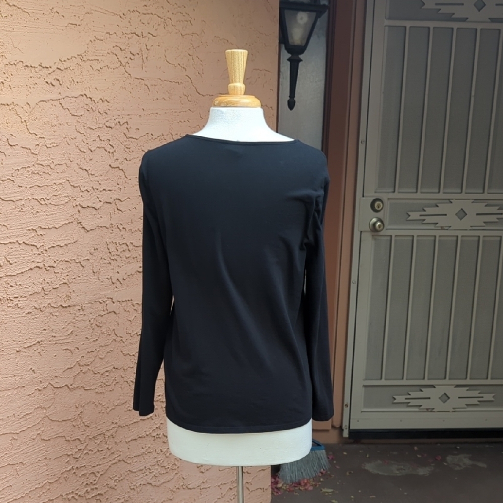 Chico's Black Long-Sleeve Sequin Eiffel Tee - Picture 4 of 4